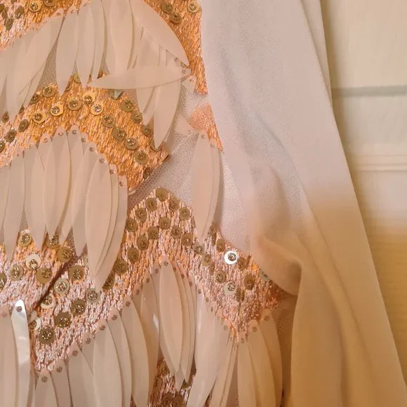 Imported Turkish Party21 Silk Ruffle Knee Length Dress w/Multi Shimmer Sequin 6 - Picture 10 of 17